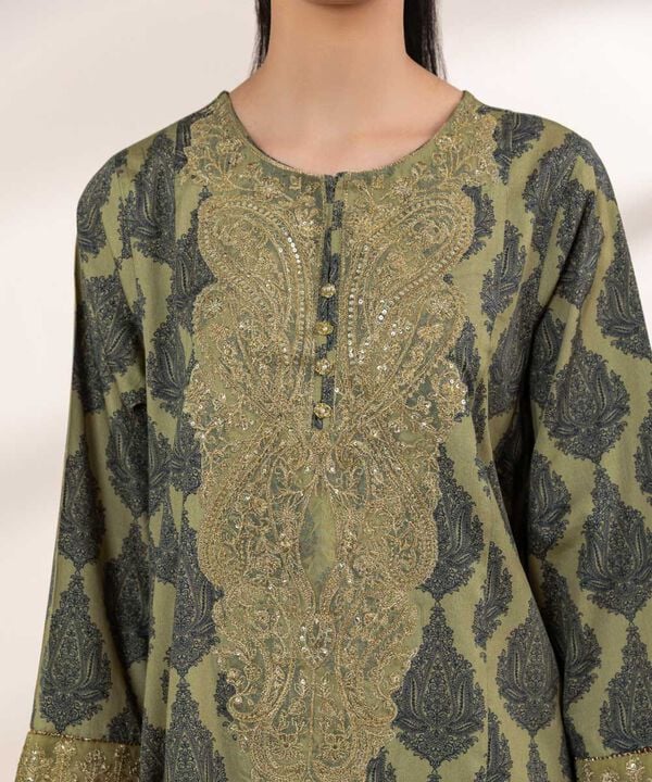Embroidered Cotton Satin Shirt