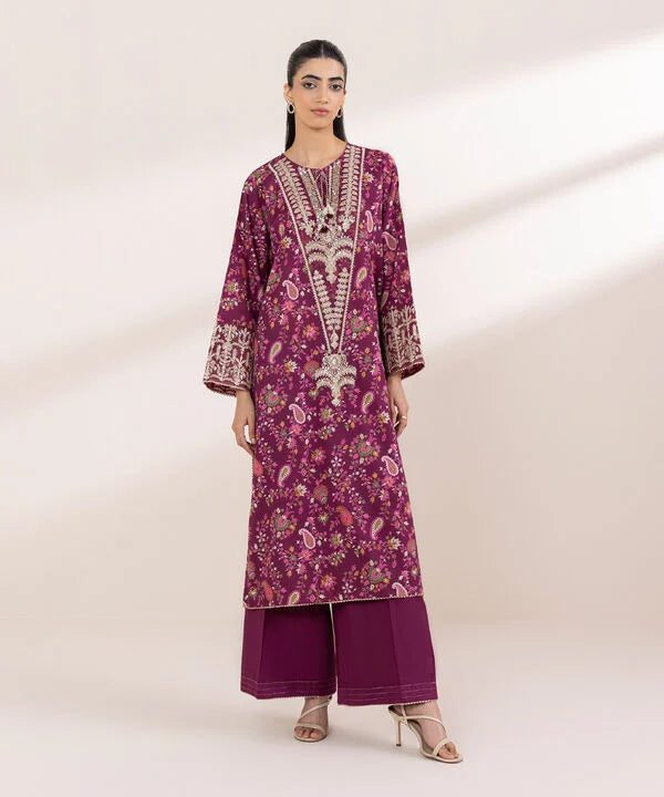 Embroidered Cotton Satin Shirt